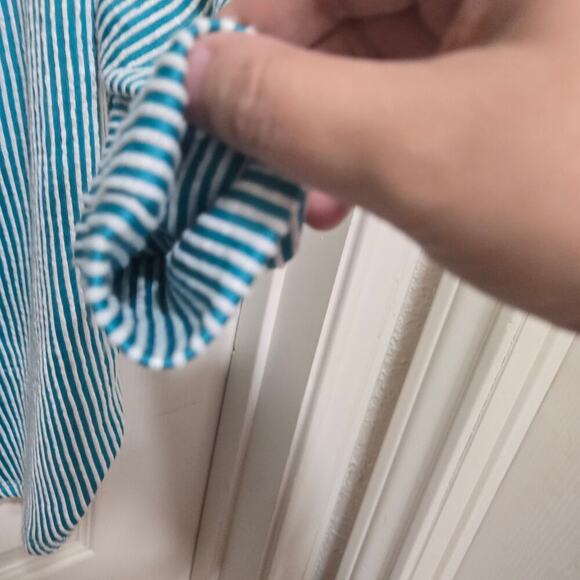 Zenana top womens size small blue green striped oversized ribbed dolman sleeves - Picture 10 of 10